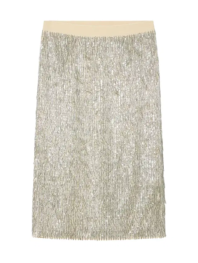 Marina Rinaldi Women's Sequinned Tulle Skirt - Silver
