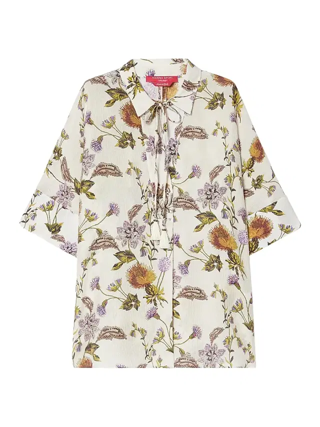 Marina Rinaldi Women's Oversized Crepon Shirt - White
