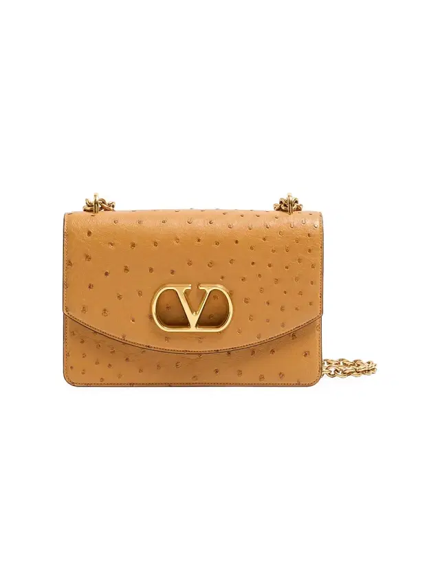 Valentino Garavani Women's Vain Ostrich Shoulder Bag - Tobacco