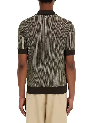 Ferragamo Men's Textured Knit Short-Sleeve Polo Sweater - Expres Butter Nero - Size XL | Thumbnail 4
