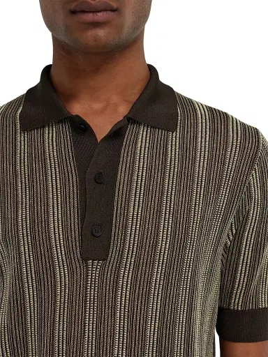 Ferragamo Men's Textured Knit Short-Sleeve Polo Sweater - Expres Butter Nero - Size XL | Thumbnail 5