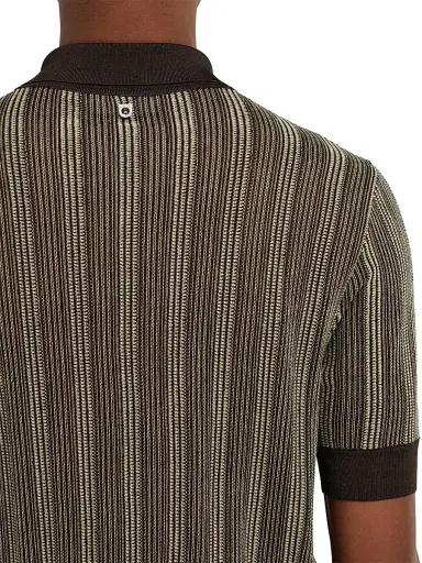 Ferragamo Men's Textured Knit Short-Sleeve Polo Sweater - Expres Butter Nero - Size XL | Thumbnail 6