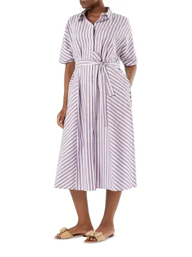 Marina Rinaldi Women's Yarn Dyed Poplin Dress - Purple - Size 16 | Thumbnail 2