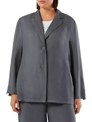 Marina Rinaldi Women's Ramie Twill Tunic Blazer | Thumbnail 3 Marina Rinaldi Women's Ramie Twill Tunic Blazer | Thumbnail 3
