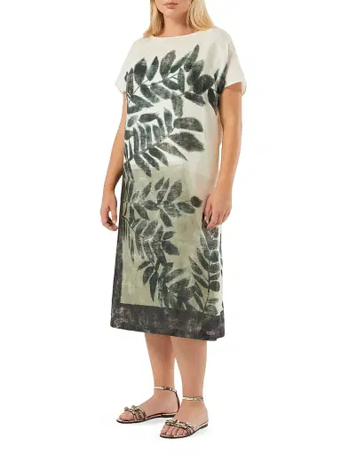 Marina Rinaldi Women's Linen Canvas Dress - Olive Green | Thumbnail 3