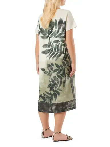 Marina Rinaldi Women's Linen Canvas Dress - Olive Green | Thumbnail 4
