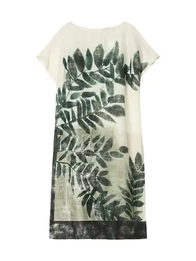 Marina Rinaldi Women's Linen Canvas Dress - Olive Green | Thumbnail 1