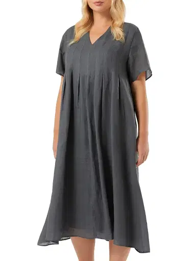 Marina Rinaldi Women's Ramie Twill Dress - Medium Grey - Size 16 | Thumbnail 2 Marina Rinaldi Women's Ramie Twill Dress - Medium Grey - Size 16 | Thumbnail 2