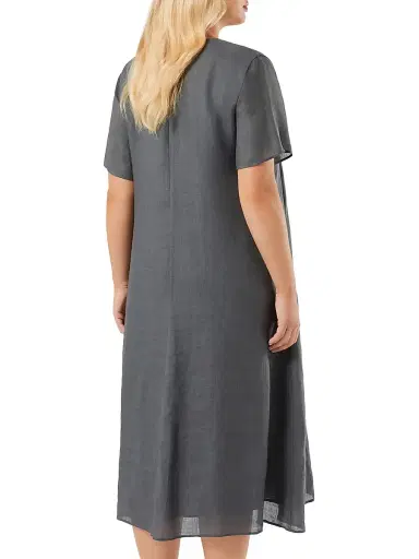 Marina Rinaldi Women's Ramie Twill Dress - Medium Grey - Size 16 | Thumbnail 3 Marina Rinaldi Women's Ramie Twill Dress - Medium Grey - Size 16 | Thumbnail 3