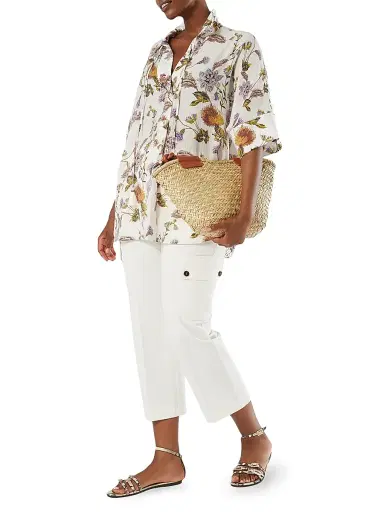 Marina Rinaldi Women's Cotton Gabardine Trousers - Ivory - Size 16 | Thumbnail 2