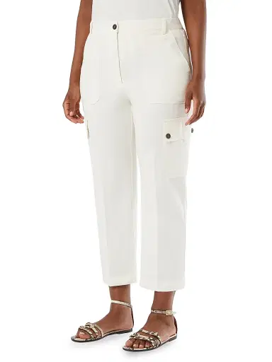 Marina Rinaldi Women's Cotton Gabardine Trousers - Ivory - Size 16 | Thumbnail 3