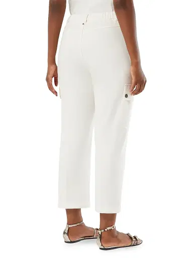 Marina Rinaldi Women's Cotton Gabardine Trousers - Ivory - Size 16 | Thumbnail 4