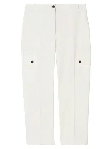 Marina Rinaldi Women's Cotton Gabardine Trousers - Ivory - Size 16 | Thumbnail 1