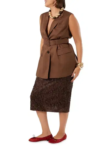 Marina Rinaldi Women's Linen Canvas Gilet - Cocoa - Size 16 | Thumbnail 2 Marina Rinaldi Women's Linen Canvas Gilet - Cocoa - Size 16 | Thumbnail 2