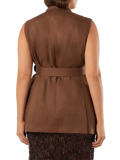 Marina Rinaldi Women's Linen Canvas Gilet - Cocoa - Size 16 | Thumbnail 4 Marina Rinaldi Women's Linen Canvas Gilet - Cocoa - Size 16 | Thumbnail 4