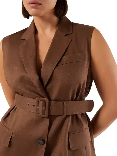 Marina Rinaldi Women's Linen Canvas Gilet - Cocoa - Size 16 | Thumbnail 5 Marina Rinaldi Women's Linen Canvas Gilet - Cocoa - Size 16 | Thumbnail 5