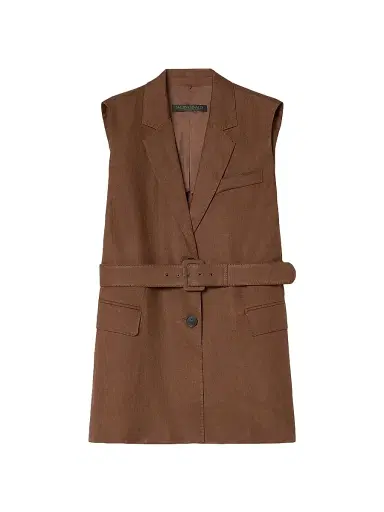 Marina Rinaldi Women's Linen Canvas Gilet - Cocoa - Size 16 | Thumbnail 1 Marina Rinaldi Women's Linen Canvas Gilet - Cocoa - Size 16 | Thumbnail 1