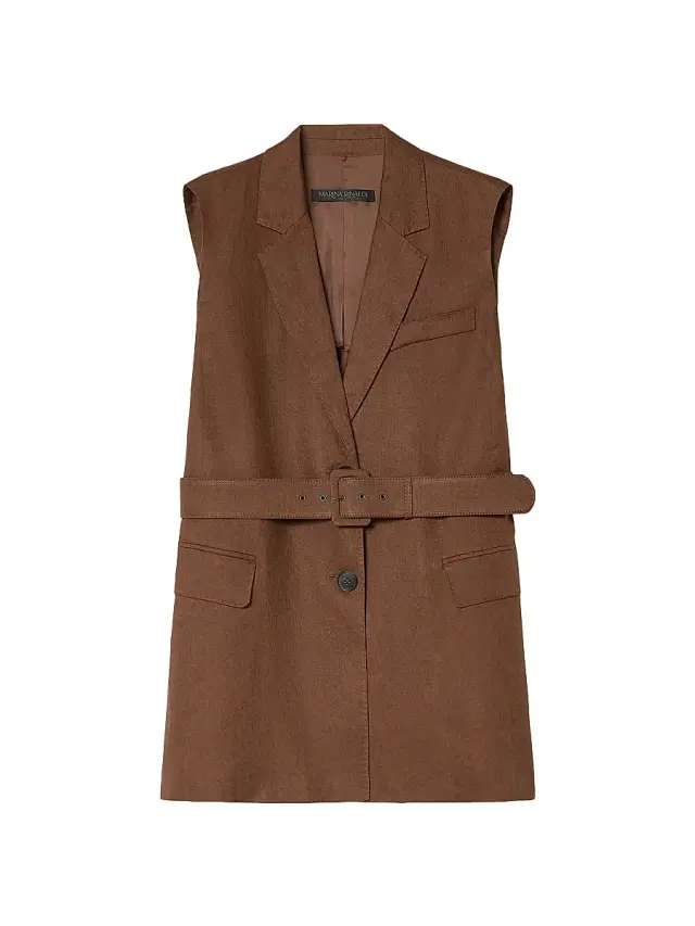 Marina Rinaldi Women's Linen Canvas Gilet - Cocoa