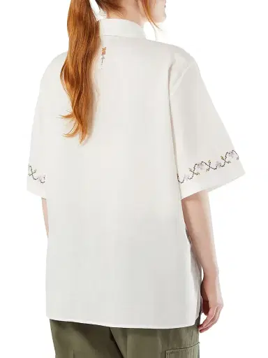 Marina Rinaldi Women's Embroidered Cotton Canvas Shirt - Ivory - Size 16 | Thumbnail 4