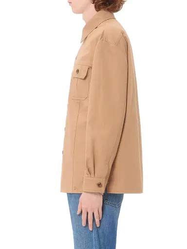 Valentino Garavani Men's Cotton Gabardine Shirt Jacket with VLogo - Camel - Size 38 | Thumbnail 3