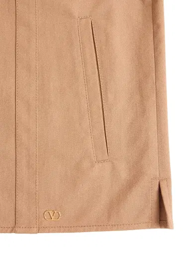 Valentino Garavani Men's Cotton Gabardine Shirt Jacket with VLogo - Camel - Size 38 | Thumbnail 6