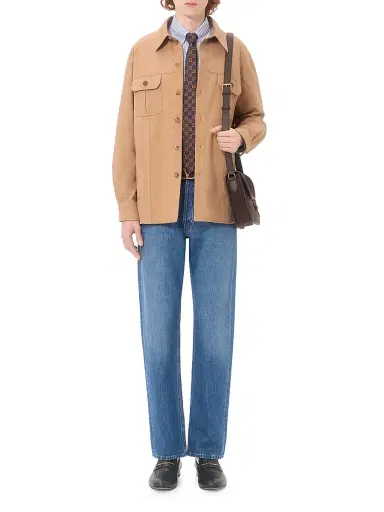 Valentino Garavani Men's Cotton Gabardine Shirt Jacket with VLogo - Camel - Size 38 | Thumbnail 7