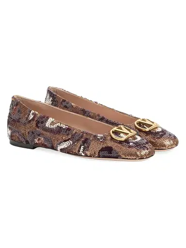 Valentino Garavani Women's VLogo Signature Ballerinas with Animalier Embroidery | Thumbnail 2 Valentino Garavani Women's VLogo Signature Ballerinas with Animalier Embroidery | Thumbnail 2