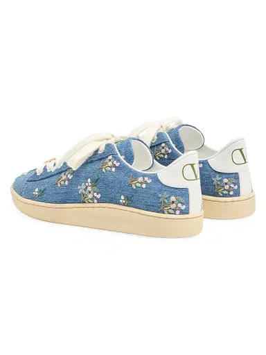 Valentino Garavani Women's Royco Denim Trainer Sneakers with Floral Embroidery - Denim - Size 5 | Thumbnail 3