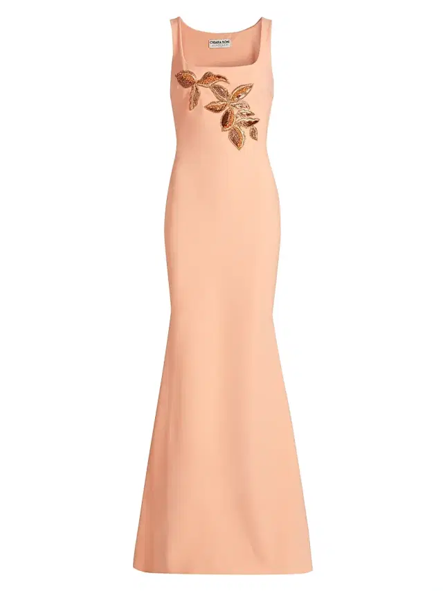 Chiara Boni La Petite Robe Women's Lijia Beaded Jersey Trumpet Gown - Peau Dange