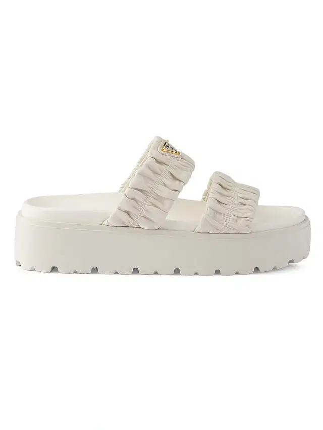 Women's Matelassé Nappa Leather Flatform Slides - White
