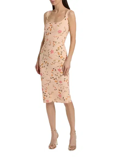 Chiara Boni La Petite Robe Women's Gilia Floral Jersey Cocktail Midi-Dress - Cyd Gold - Size 2 | Thumbnail 3
