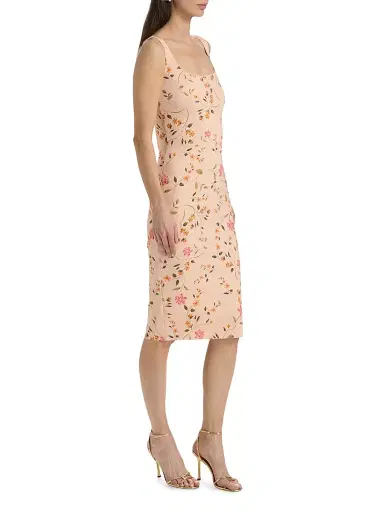 Chiara Boni La Petite Robe Women's Gilia Floral Jersey Cocktail Midi-Dress - Cyd Gold - Size 2 | Thumbnail 4
