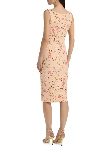 Chiara Boni La Petite Robe Women's Gilia Floral Jersey Cocktail Midi-Dress - Cyd Gold - Size 2 | Thumbnail 5