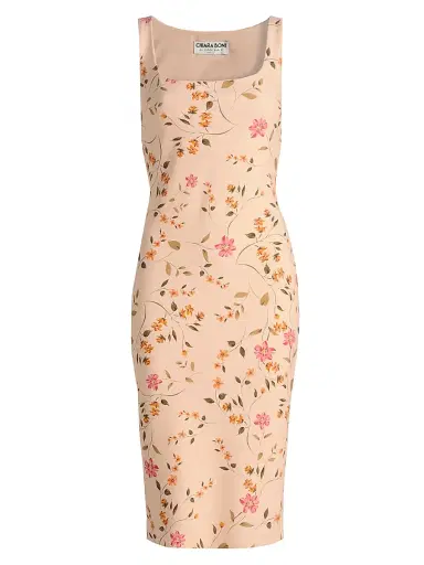Chiara Boni La Petite Robe Women's Gilia Floral Jersey Cocktail Midi-Dress - Cyd Gold - Size 2 | Thumbnail 1
