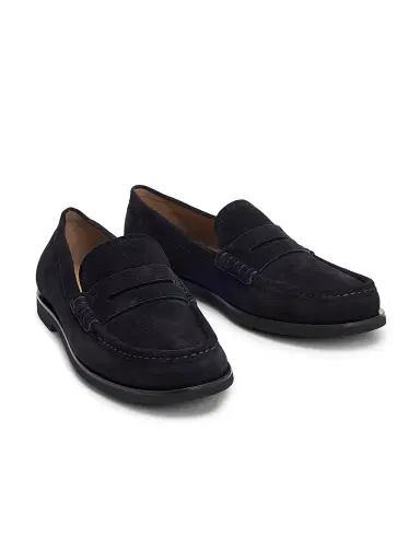 Gianvito Rossi Men's Suede Penny Loafers - Dark Blue - Size 12 | Thumbnail 2 Gianvito Rossi Men's Suede Penny Loafers - Dark Blue - Size 12 | Thumbnail 2