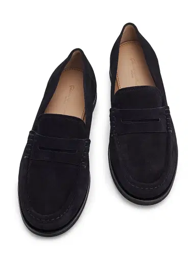 Gianvito Rossi Men's Suede Penny Loafers - Dark Blue - Size 12 | Thumbnail 4 Gianvito Rossi Men's Suede Penny Loafers - Dark Blue - Size 12 | Thumbnail 4