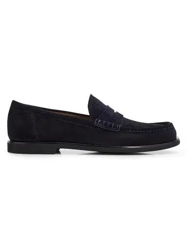 Gianvito Rossi Men's Suede Penny Loafers - Dark Blue - Size 12 | Thumbnail 1 Gianvito Rossi Men's Suede Penny Loafers - Dark Blue - Size 12 | Thumbnail 1