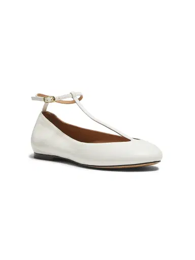 Odissì Women's Calla Leather T-Strap Ballerina Flats - White Pearl - Size 10 | Thumbnail 2 Odissì Women's Calla Leather T-Strap Ballerina Flats - White Pearl - Size 10 | Thumbnail 2