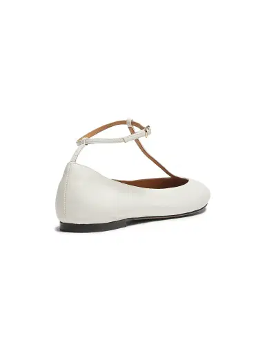 Odissì Women's Calla Leather T-Strap Ballerina Flats - White Pearl - Size 10 | Thumbnail 3 Odissì Women's Calla Leather T-Strap Ballerina Flats - White Pearl - Size 10 | Thumbnail 3