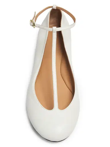 Odissì Women's Calla Leather T-Strap Ballerina Flats - White Pearl - Size 10 | Thumbnail 4 Odissì Women's Calla Leather T-Strap Ballerina Flats - White Pearl - Size 10 | Thumbnail 4