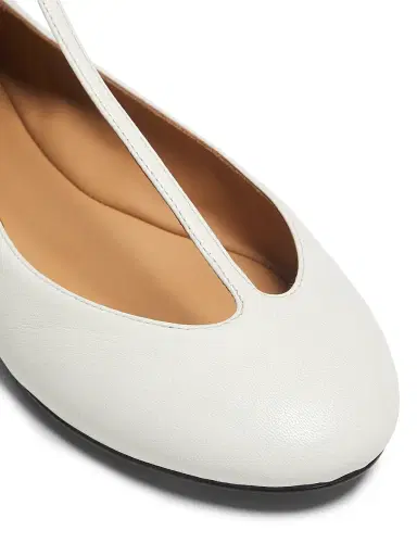 Odissì Women's Calla Leather T-Strap Ballerina Flats - White Pearl - Size 10 | Thumbnail 5 Odissì Women's Calla Leather T-Strap Ballerina Flats - White Pearl - Size 10 | Thumbnail 5