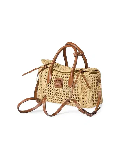 Miu Miu Women's Raffia Top Handle Bag | Thumbnail 2 Miu Miu Women's Raffia Top Handle Bag | Thumbnail 2