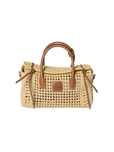 Miu Miu Women's Raffia Top Handle Bag | Thumbnail 1 Miu Miu Women's Raffia Top Handle Bag | Thumbnail 1