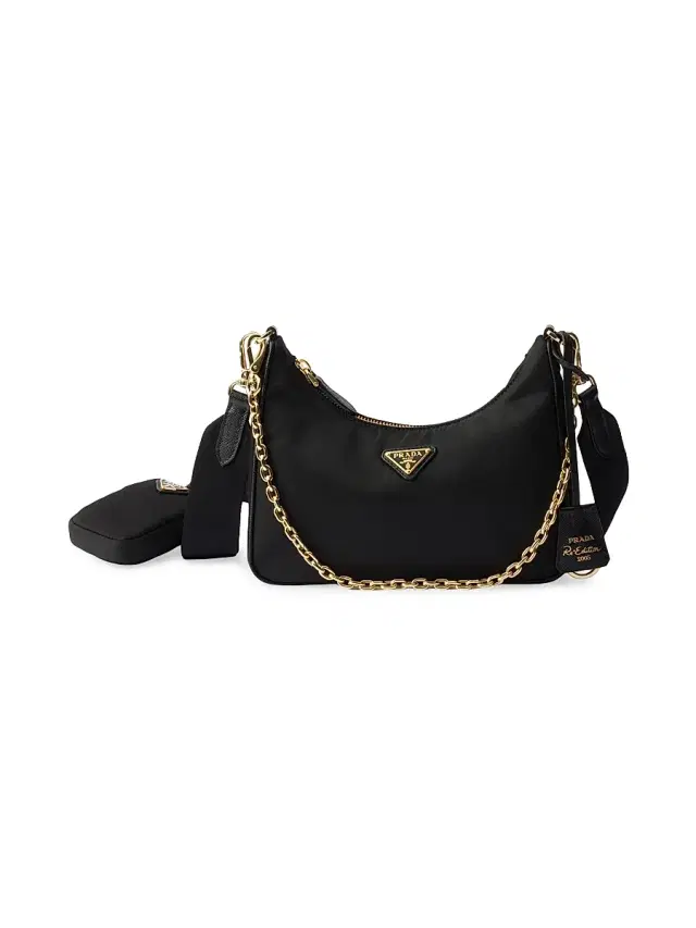 Women's Re-Edition 2005 Nylon Shoulder Bag - Black Gold