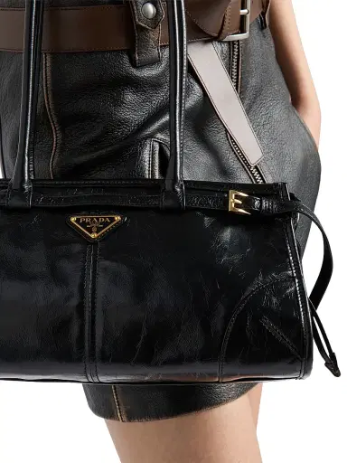 Prada Women's Bonnie Leather Top Handle Bag - Black | Thumbnail 3 Prada Women's Bonnie Leather Top Handle Bag - Black | Thumbnail 3