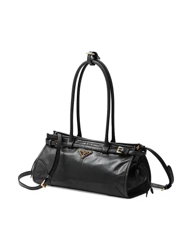 Prada Women's Bonnie Leather Top Handle Bag - Black | Thumbnail 4 Prada Women's Bonnie Leather Top Handle Bag - Black | Thumbnail 4
