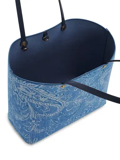 Etro Women's Essential Medium Paisley Denim Shopper Tote Bag - Blue Denim | Thumbnail 4