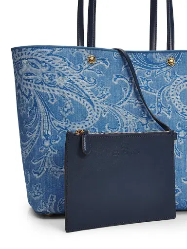 Etro Women's Essential Medium Paisley Denim Shopper Tote Bag - Blue Denim | Thumbnail 6