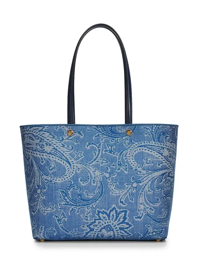 Etro Women's Essential  Paisley Denim Shopper Tote Bag - Blue Denim