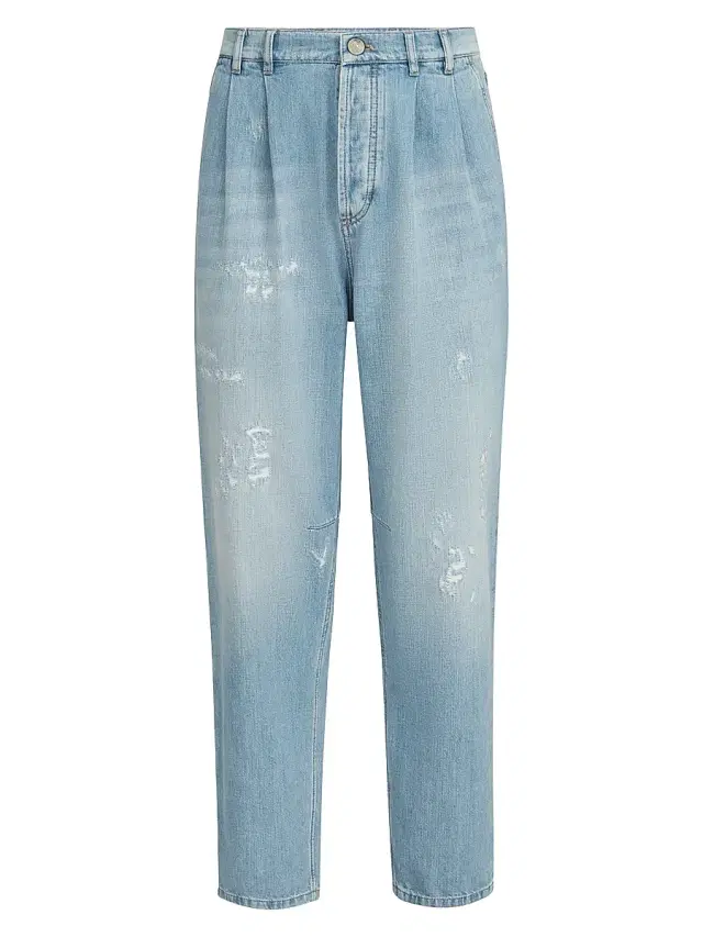 Brunello Cucinelli Men's Lightweight Denim Iconic Fit Five Pocket Jeans - Light Blue Denim